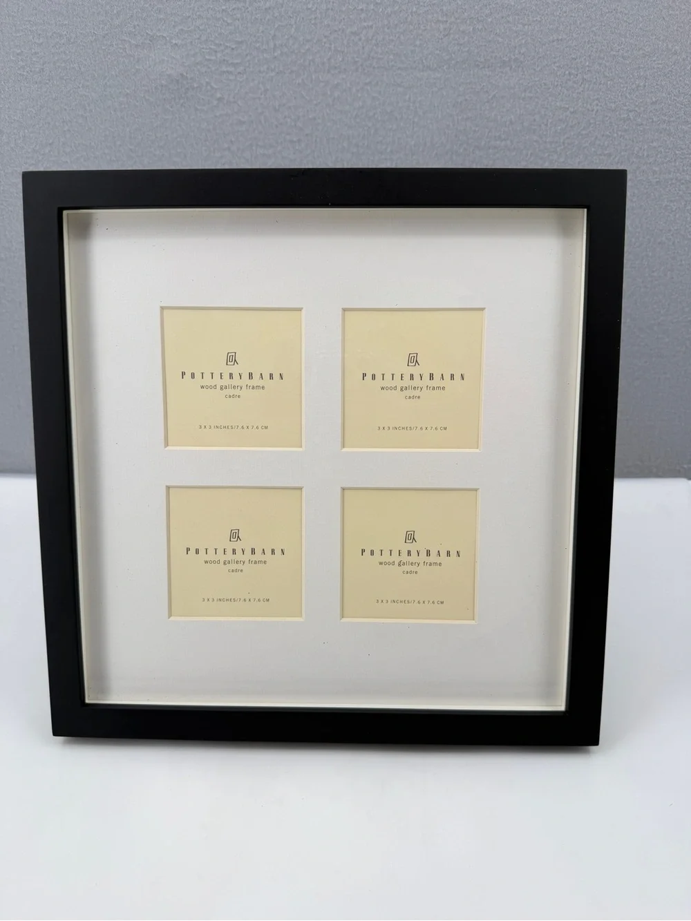 Pottery Barn Wood Gallery Collage Photo Frame 4 3x3 Black Hanging Free Standing